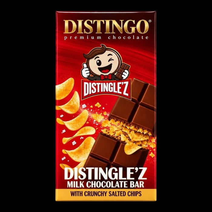 Distingo Premium Chocolate Distingle'z Milk Chocolate Bar with Crunchy Salted Chips 140g