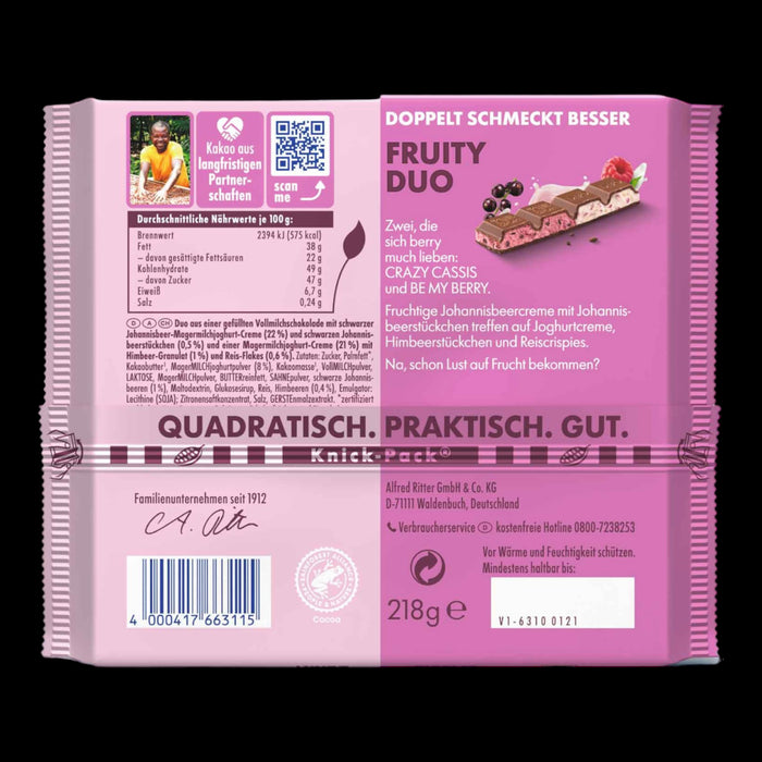 Ritter Sport Fruity Duo 218g