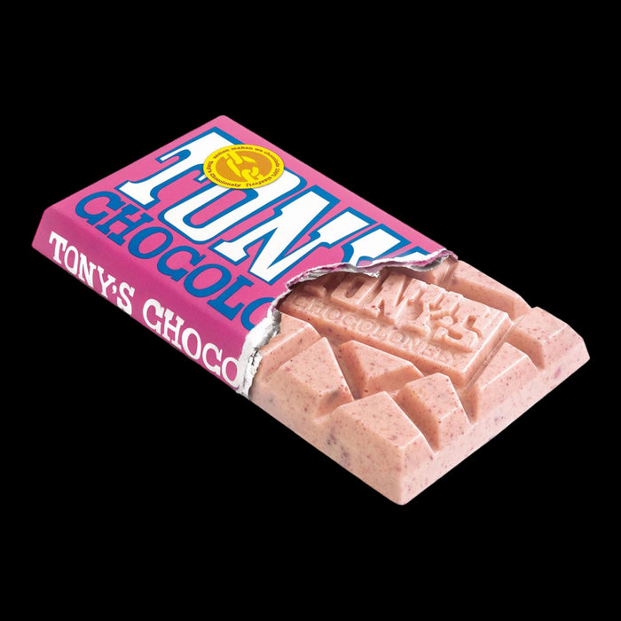 Tony's Chocolonely Weiße Schokolade Himbeere 180g MHD: 15.04.26