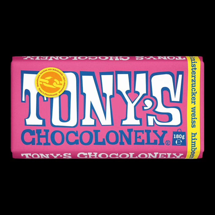 Tony's Chocolonely Weiße Schokolade Himbeere 180g MHD: 15.04.26